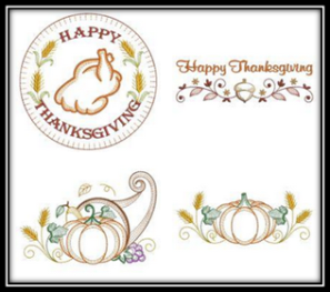 Happy Thanksgiving Embroidery Designs