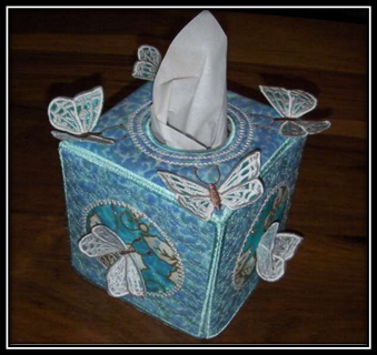 ITH Butterfly Dreams Sq Tissue Box Cover Machine Embroidery